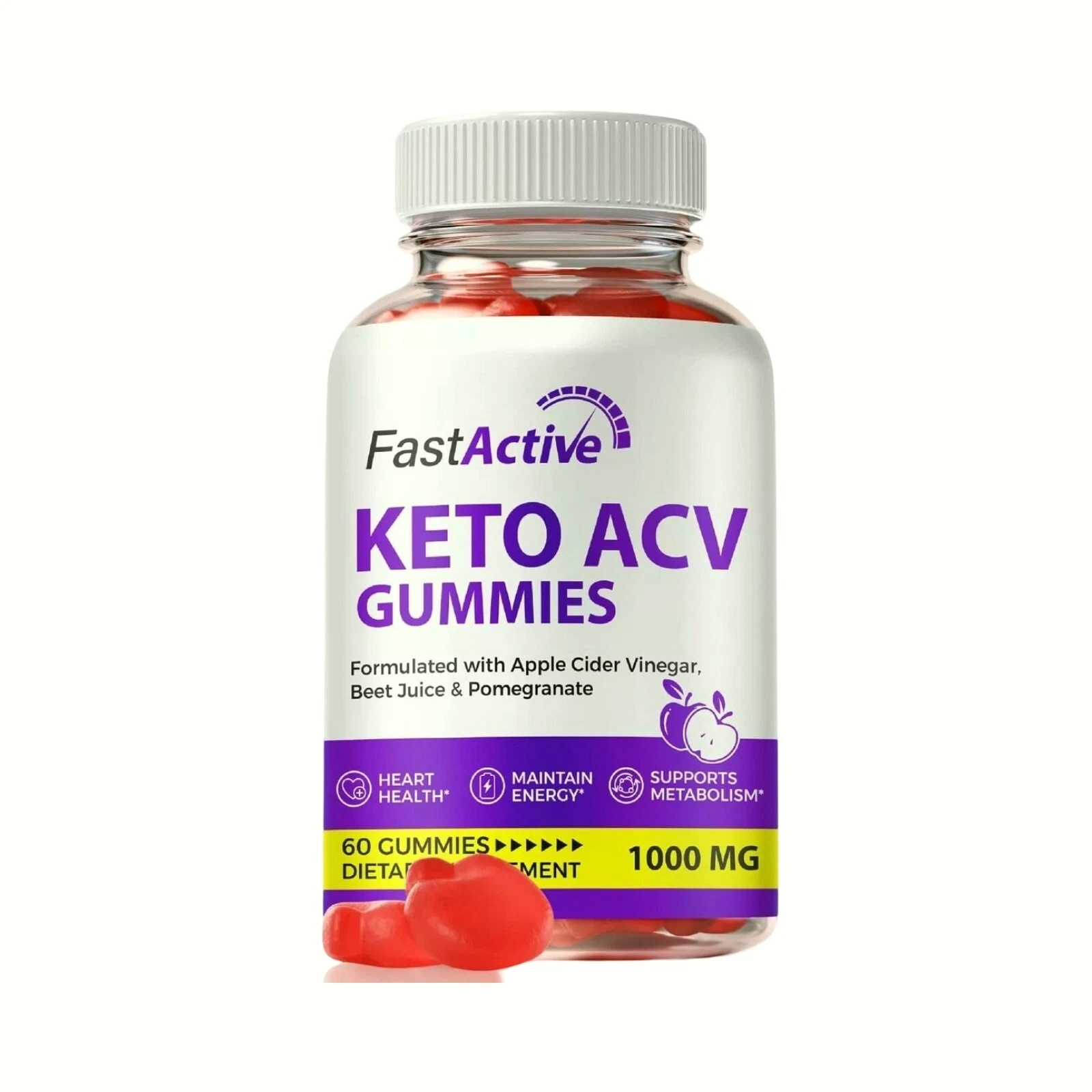 Fast Active Gummies, FastActive Keto ACV for Weight Loss - 60 Gummies
