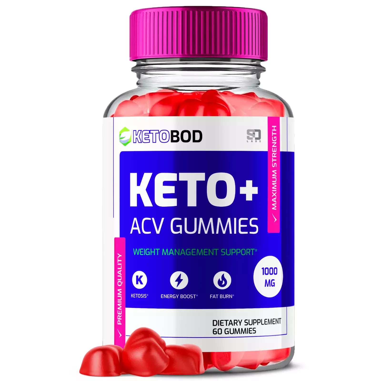 Keto Bod ACV Gummies - Weight Loss Aid, Appetite Control (1 Pack)