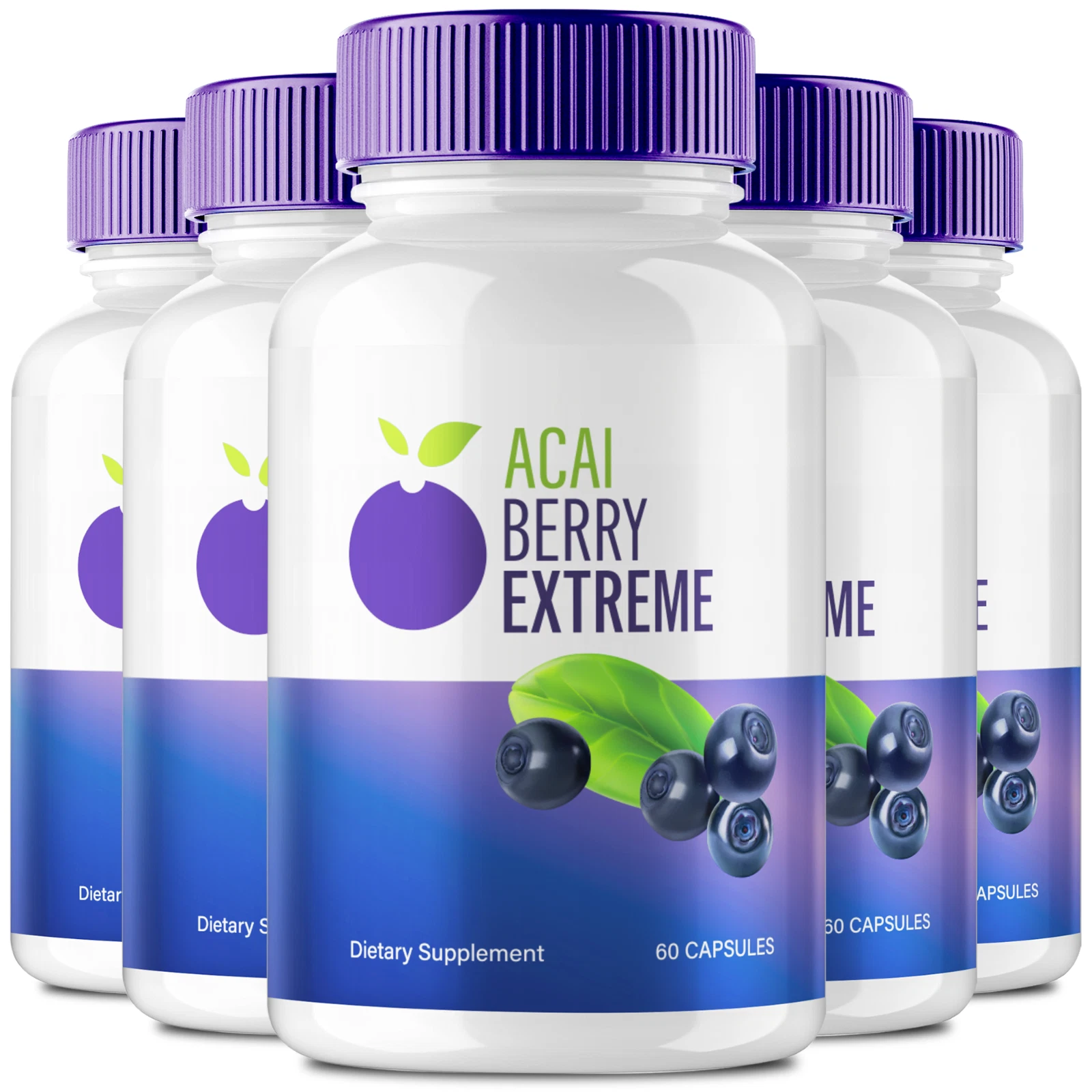 (5 Pack) Acai Berry Extreme Advanced Weight Loss Pills Burn Stubborn Fat Energy