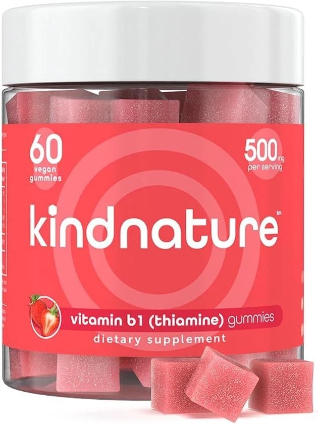 Kind Nature Vitamin B1 Gummies 500mg - High Potency Thiamine Supplement for Ener