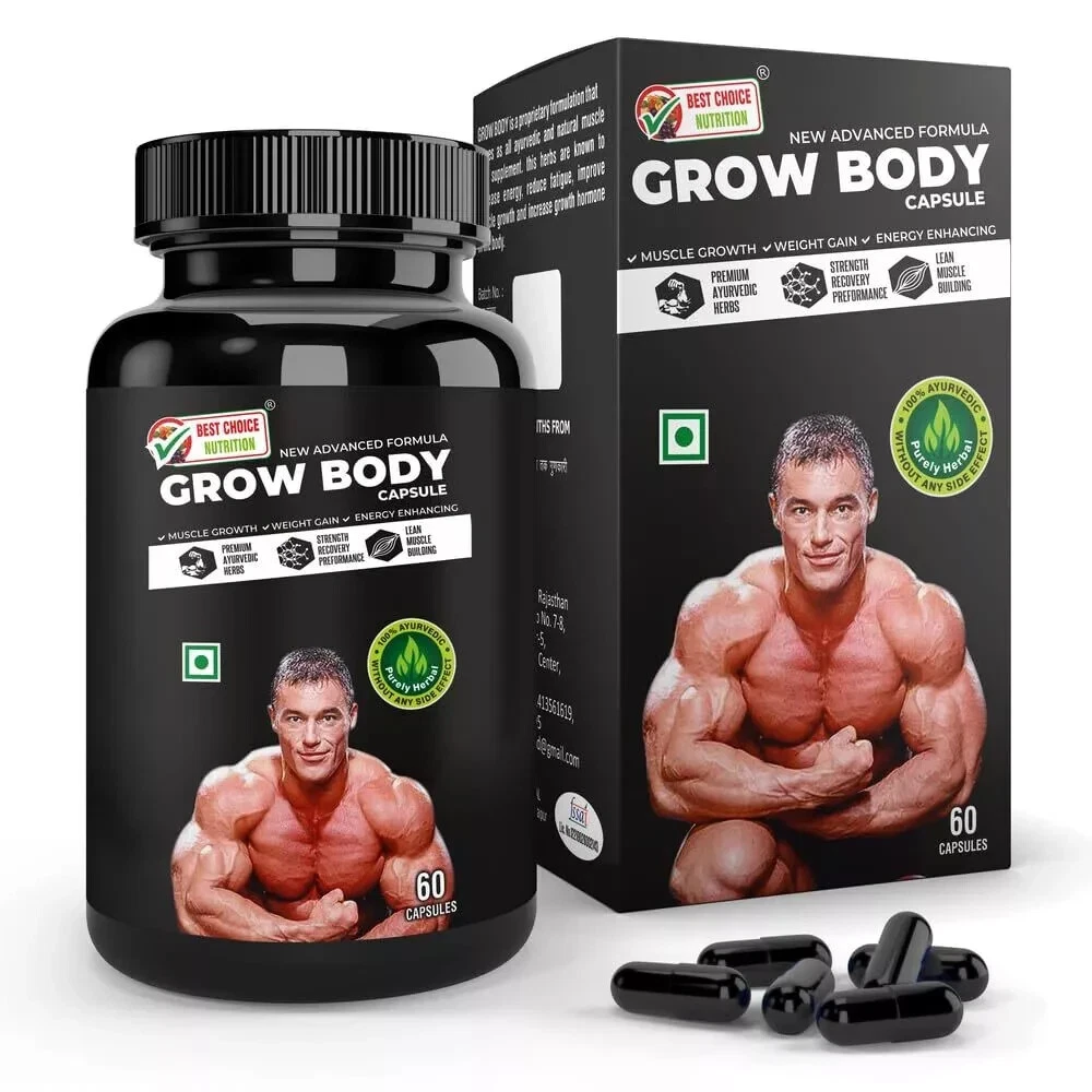 BODY GROW Fast Weight Gain Pills Muscle Gainer WEGHT GAIN 60 CAPS MEN, Pack of 1