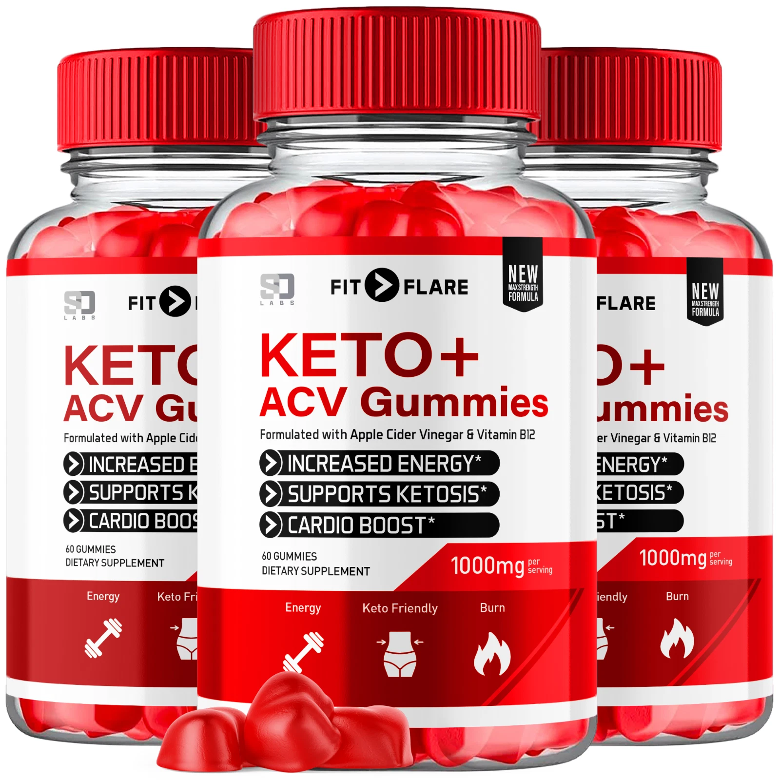 (3 Pack) Fit Flare Keto + ACV Gummies, Fit Flare Ketosis Support (180 Gummies)