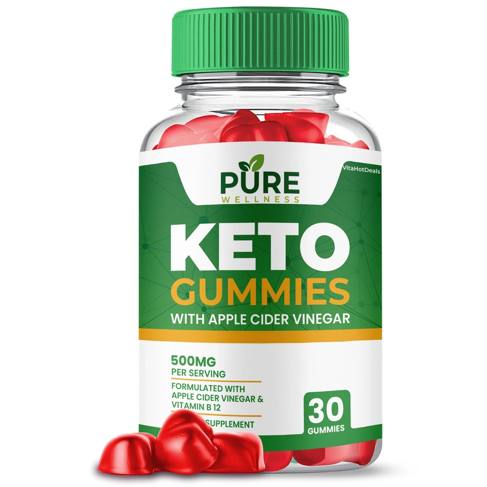 Pure Wellness Keto ACV Gummies, Max Strength Formula for Men and Women (1 Pack)