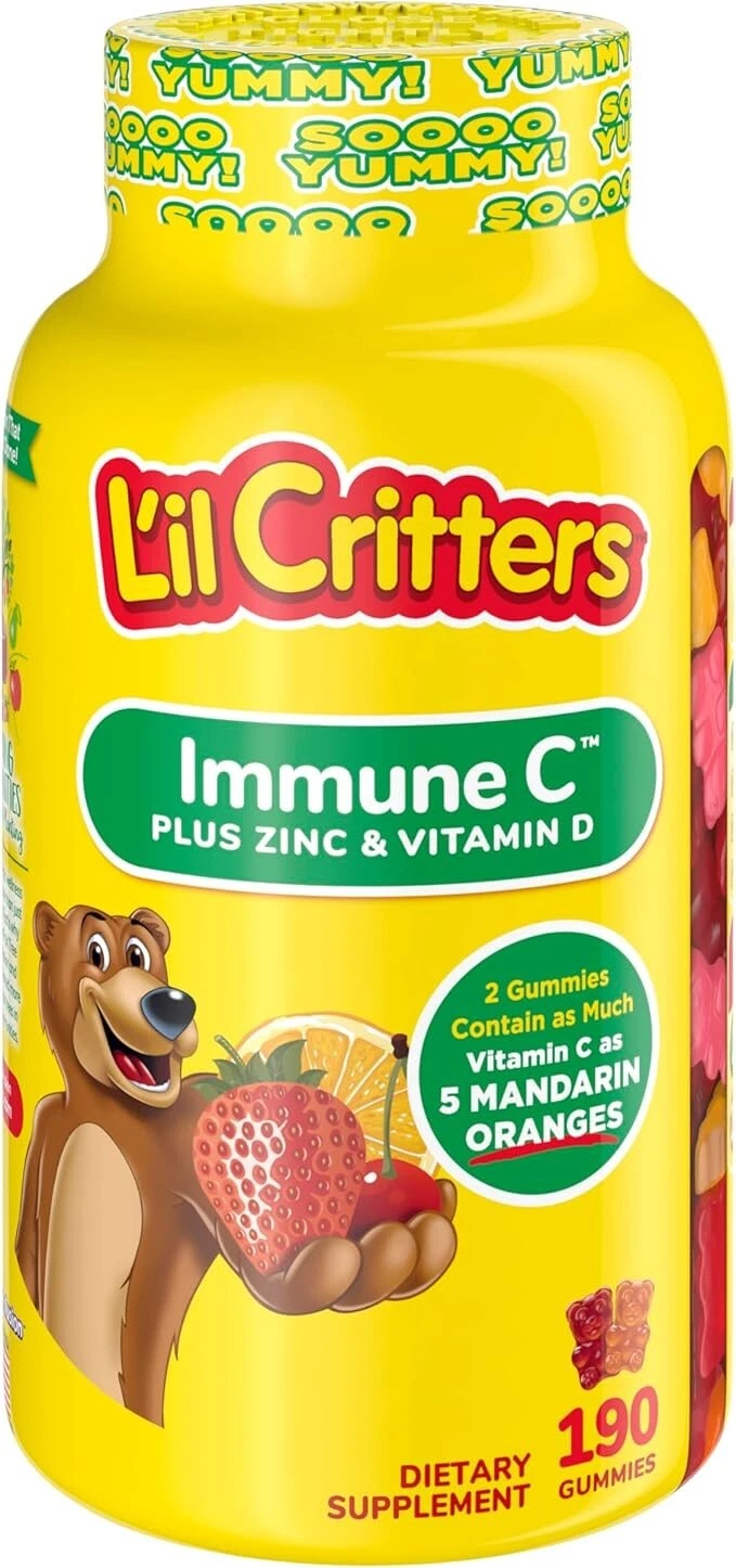 L’il Critters Immune C Daily Gummy Supplement Vitamin for Kids, for Vitamin C, D