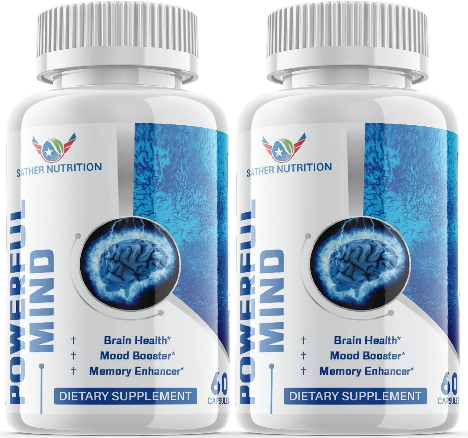 Powerful Mind Nootropic Capsules - Brain Productivity Support Supplement -2 Pack