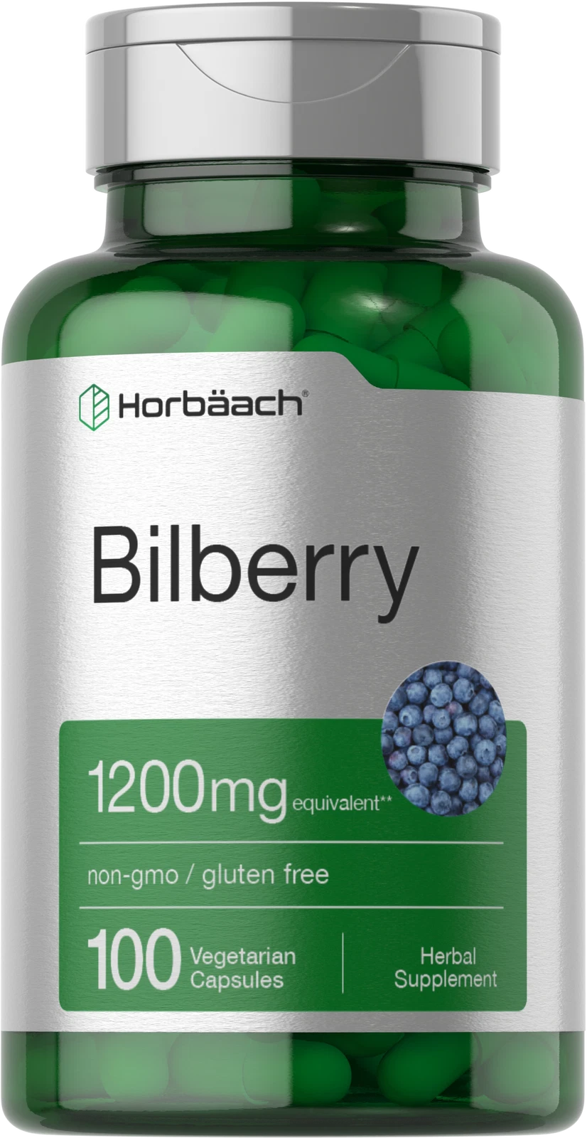 Bilberry Capsules | 1200mg | 100 Count | Vegetarian, Non-GMO | by Horbaach