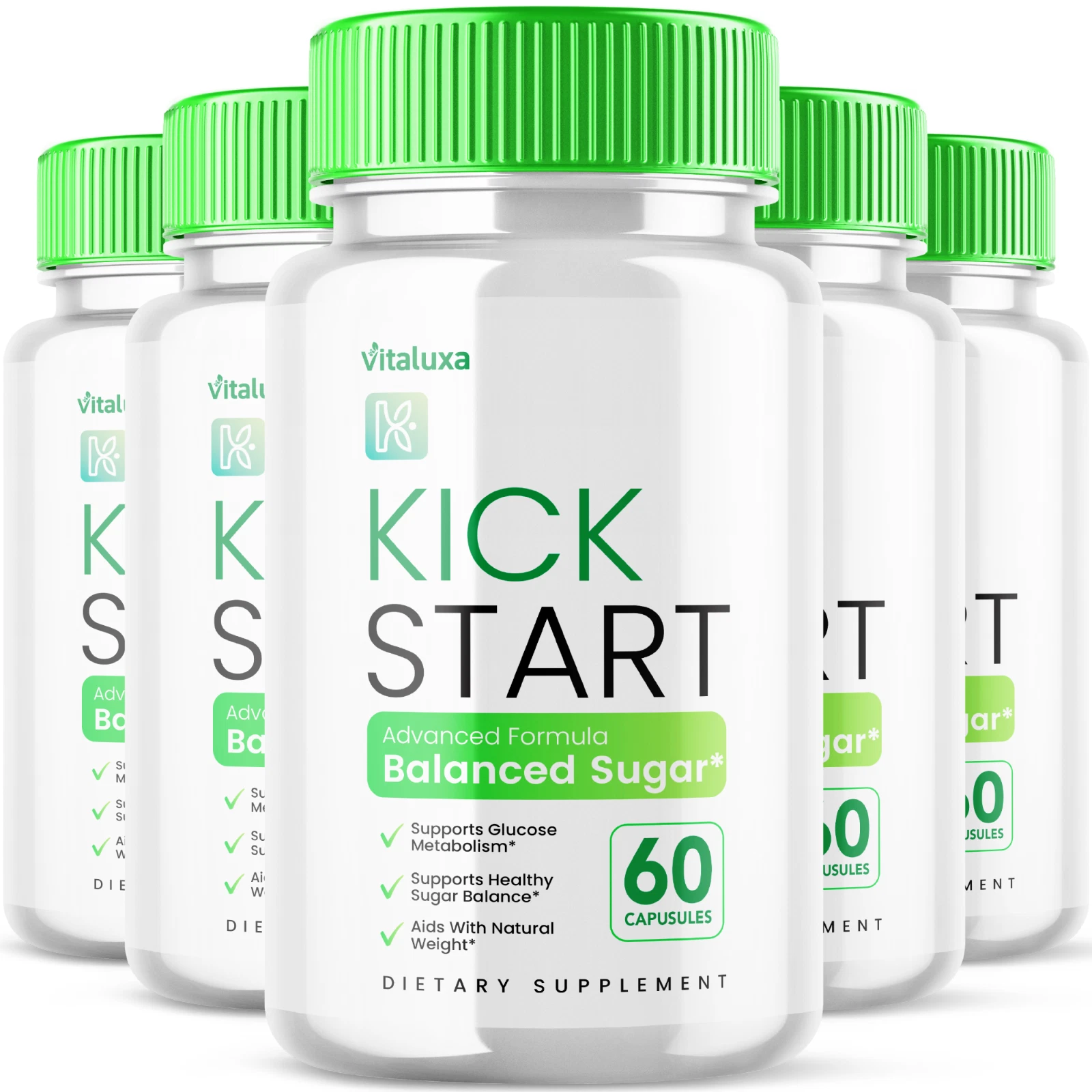 (5 Pack) Kick Start Blood Capsule Balanced Sugar Supplement Pills (300 Capsules)
