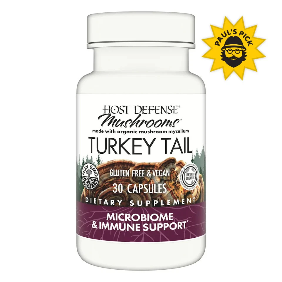 Mushrooms, Turkey Tail, Microbiome & Immune Support, 30 or 60 or 120 Capsules