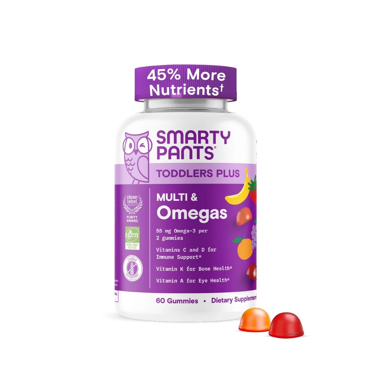 SmartyPants Toddler Multivitamin Gummies - Improved Formula: Omega 3 (DHA/EPA),