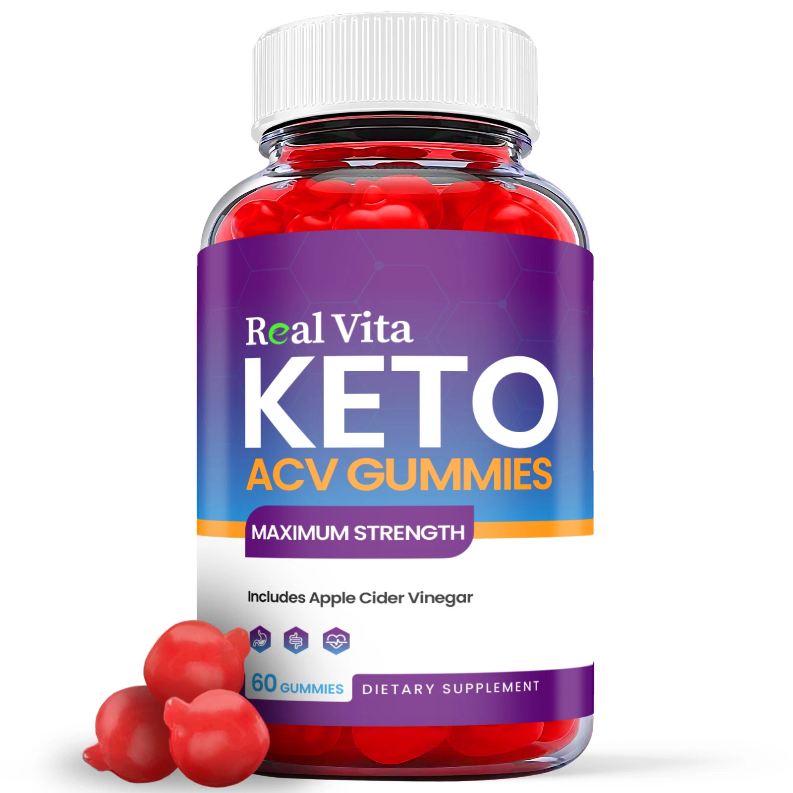 1 Pack - Real Vita Keto ACV Gummies - Vegan, Weight Loss Supplement-60 Gummies