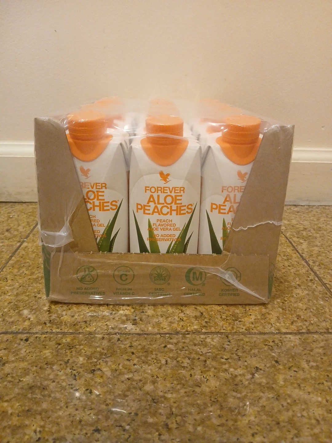 Gel de Aloe Vera Forever Aleo Peaches Minis - tamaño 12/0,33 ml a GO. KOSHER/HALAL