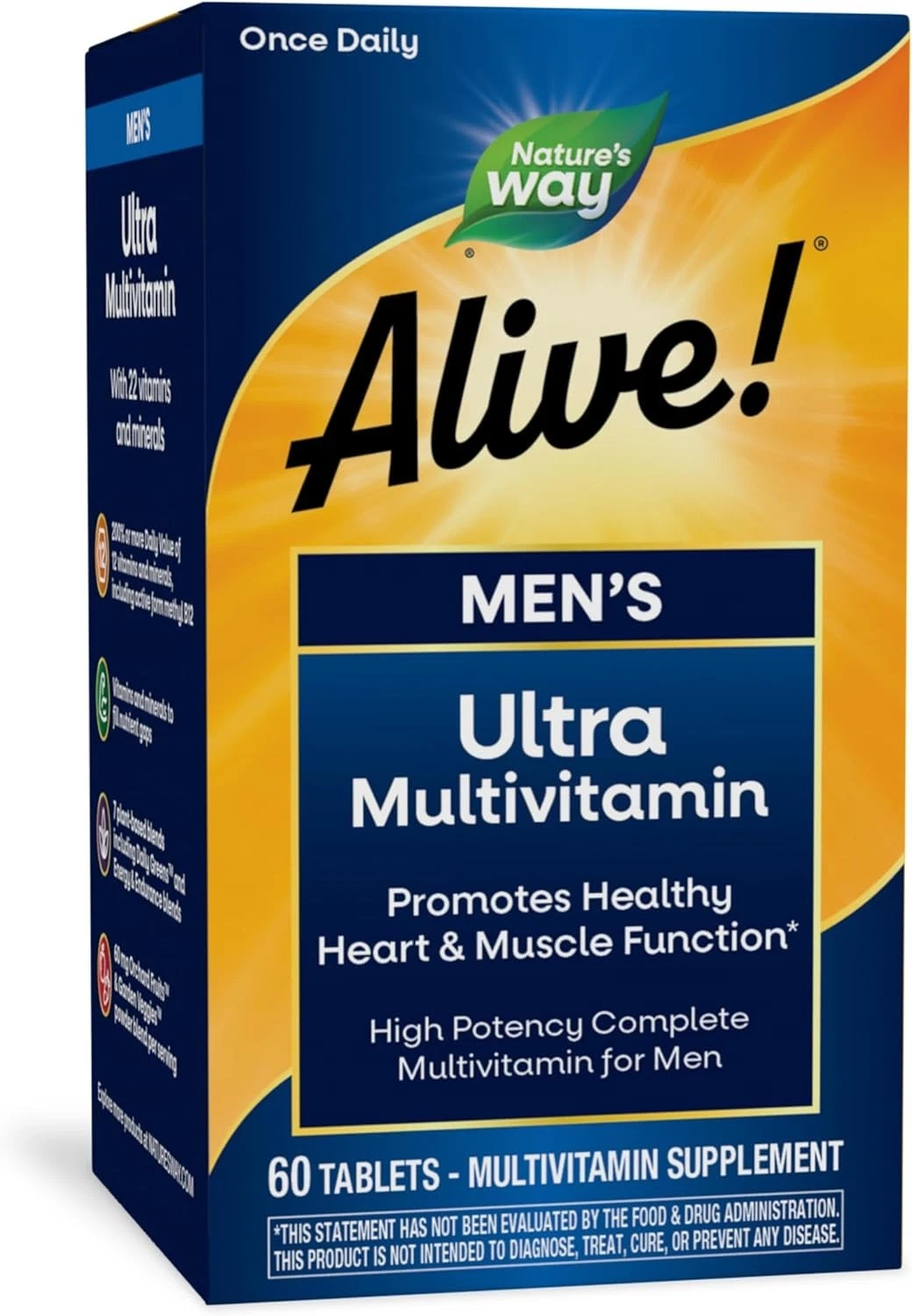 Nature's Way Alive! Men's Daily Ultra Multivitamin, High Potency Formula, Promot
