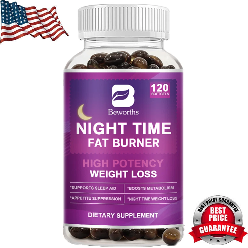 Night Time Fat Burner Capsules For Fat Burn Weight Loss Boost Metabolism 120Pcs