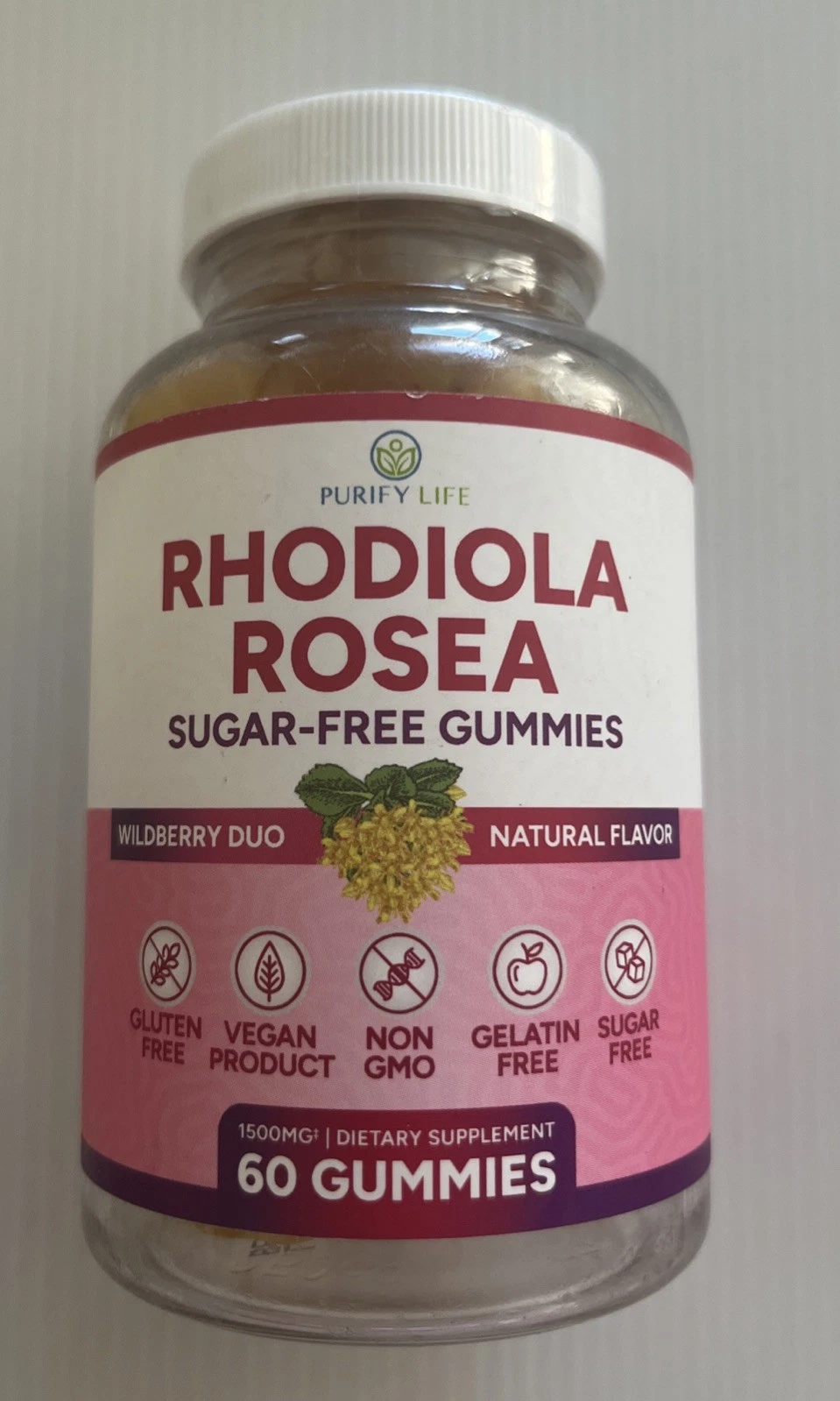Sugar-Free Rhodiola Rosea Gummies (1500mg/Serving) 60 Gummies Exp.12/26