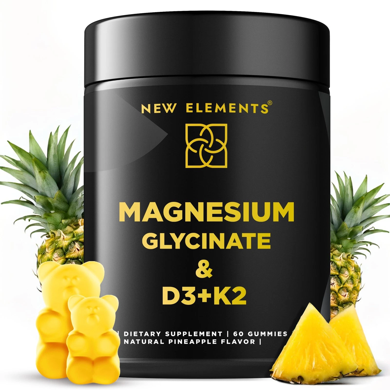 Magnesium Glycinate Gummies 500mg with Vitamin D3 & K2 for Relaxation