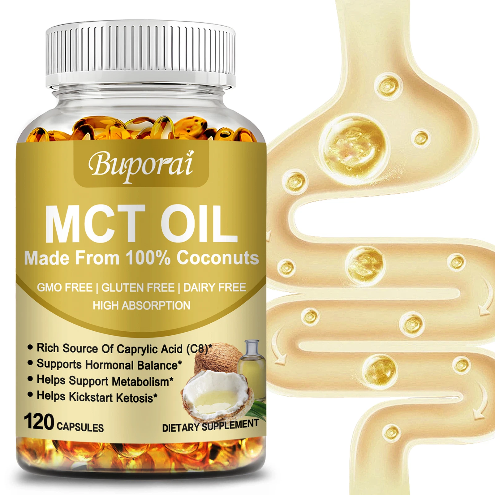 MCT Oil 3000mg Pure Natural Organic Coconut Extract,weight Loss & Detoxification