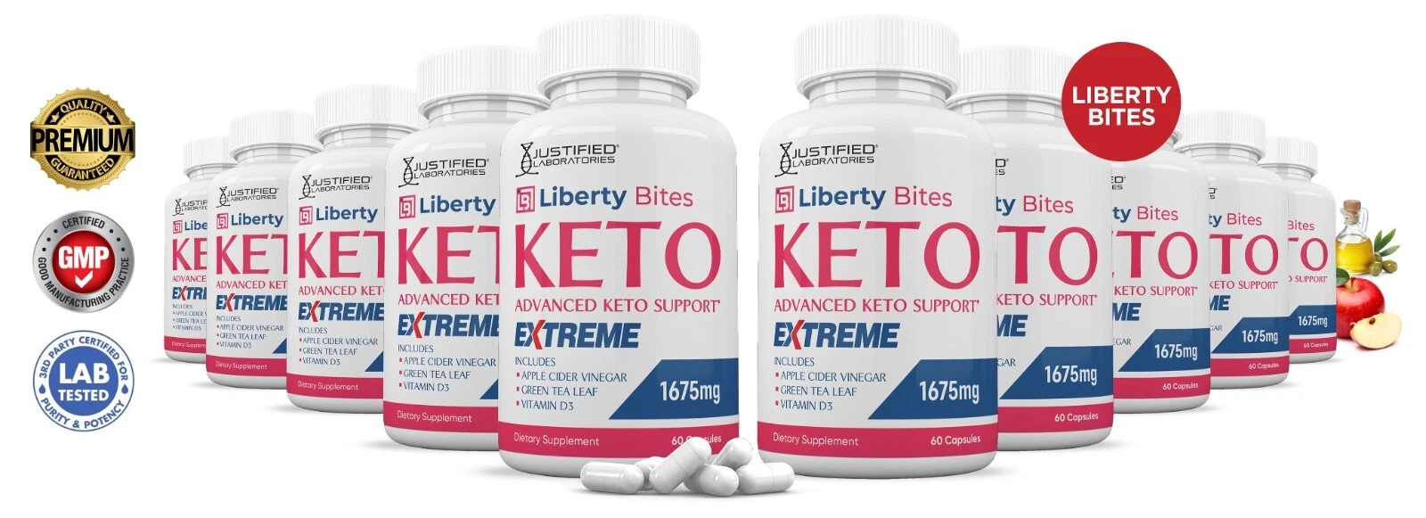 Liberty Bites Keto ACV Pills 1275 MG Stronger Than Gummies Keto Support 10Bottle