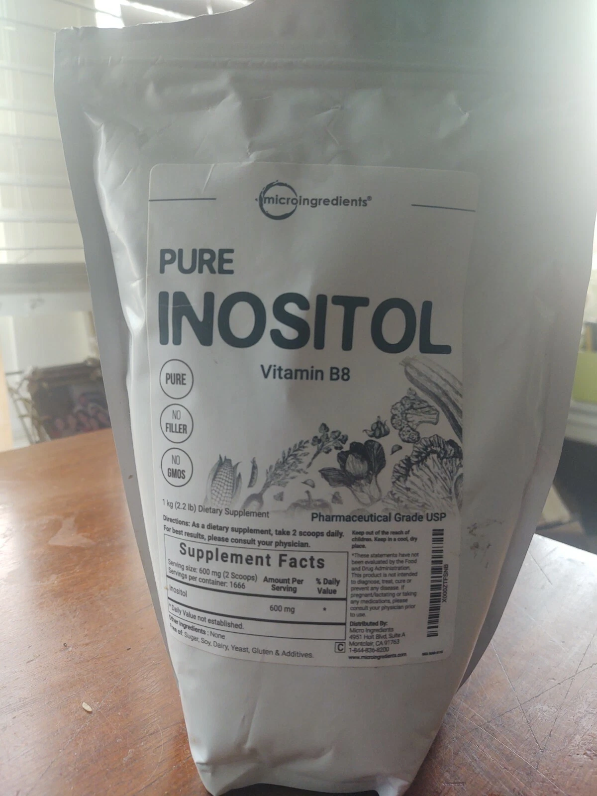 Micro Ingredients Pure Inositol Powder 1kg 2.2 Pounds Supports Liver Health