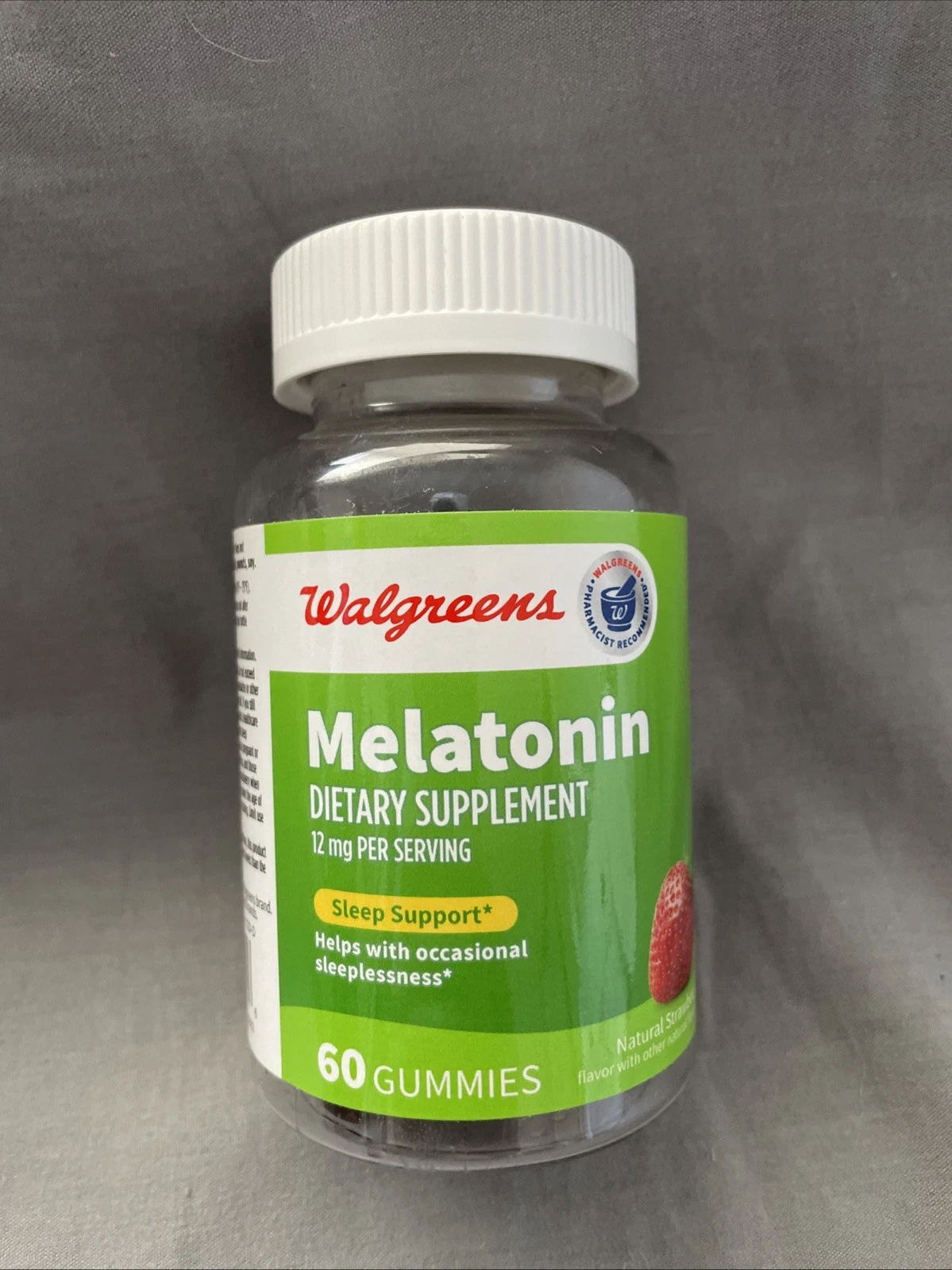 - Walgreens Melatonin 12 mg Exp 10/26 Strawberry 60 Gummies (120 Total)