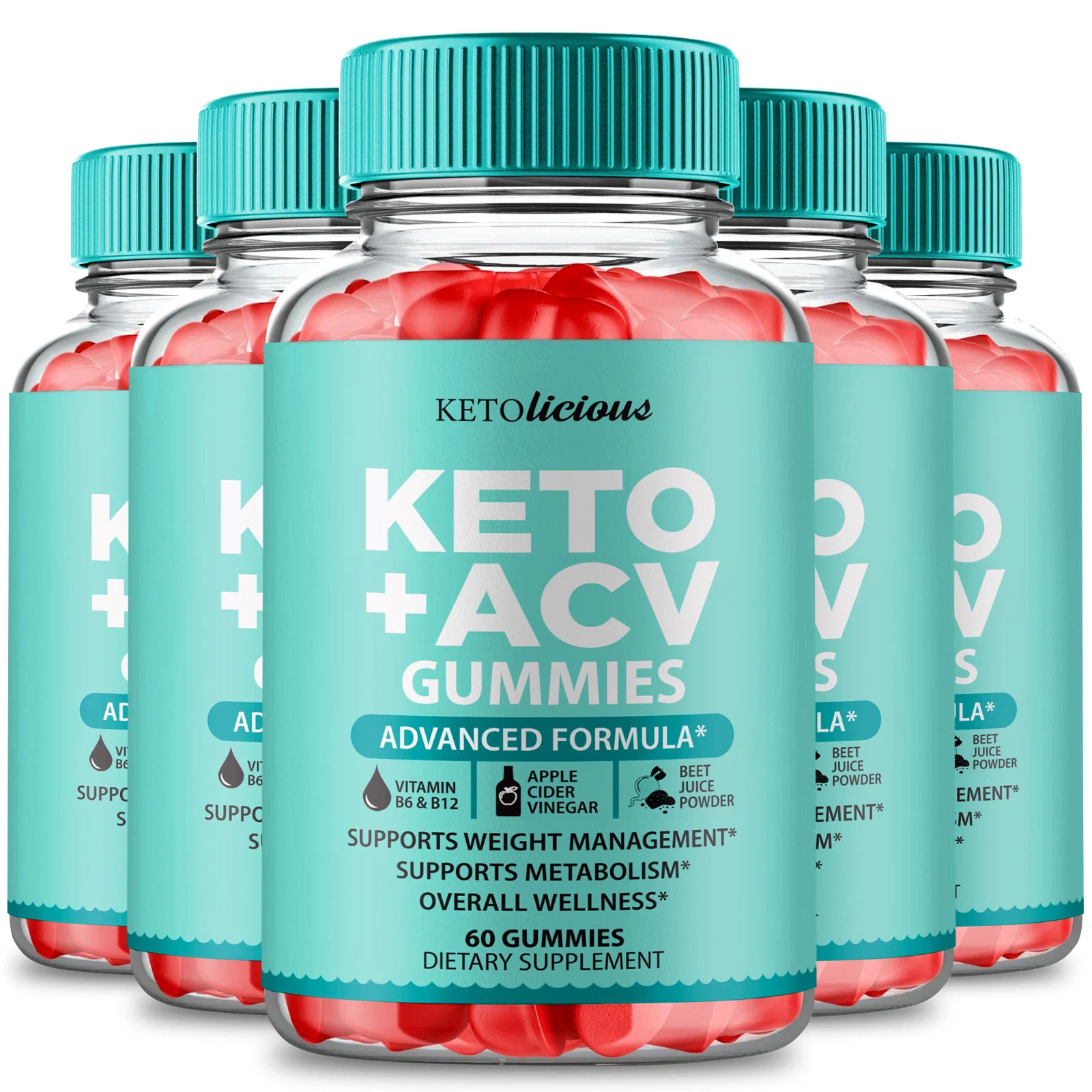 (5 Pack) Ketolicious Keto ACV Gummies for Advanced Weight Loss and Energy
