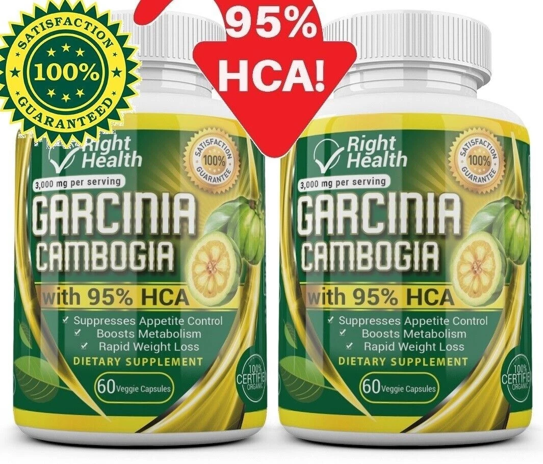 2 Pack GARCINIA CAMBOGIA 95% HCA 3000mg Daily Weight Loss Diet Pills Fat Burner