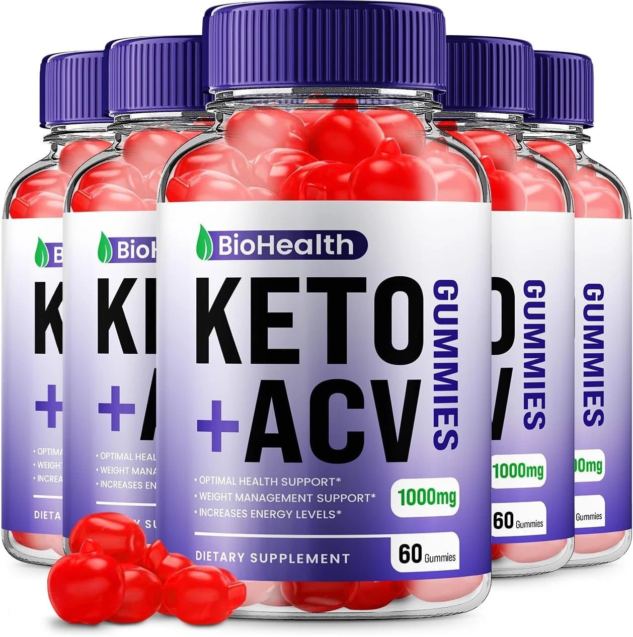 (5 Pack) Bio Health Keto ACV Gummies - Official - BioHealth Keto ACV Advanced...