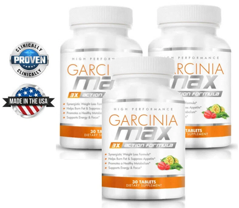 GARCINIA MAX (3 Pack) COMBO! - 3X Action Weight Loss Formula (30 Servings Each)