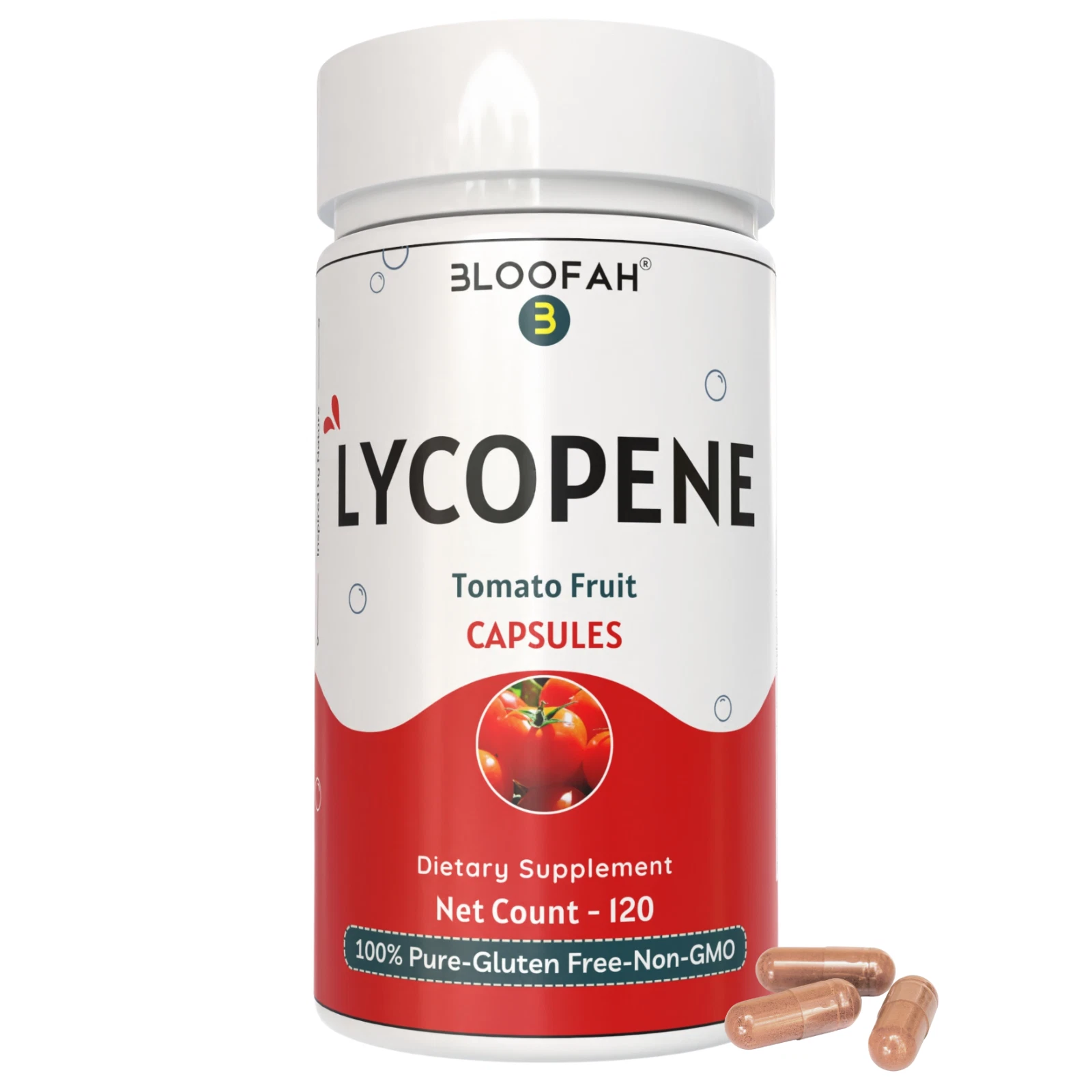 Bloofah Lycopene Supplement 500mg - 120 Count Tomato Fruit | Natural Gluten Free