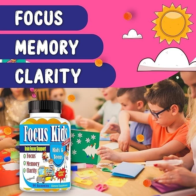 Kids Brain Booster Focus Booster, Omega+DHA Gummies, Memory & Mental Clarity