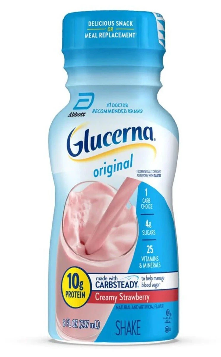 Glucerna Nutritional Shake, Creamy Strawberry 🍓 8-fl-oz, *Pack of 12 Bottles