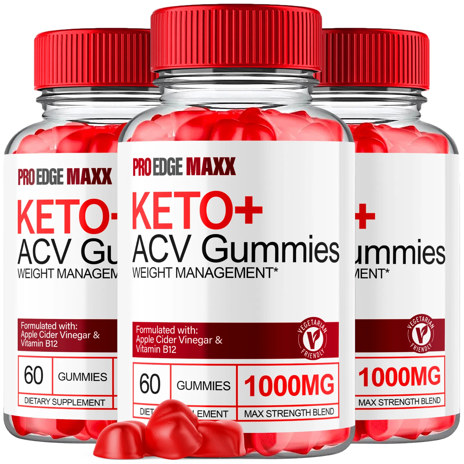 Pro Edge Maxx Keto ACV Gummies Maximum Strength Vitamin Formula, 180 Gummies