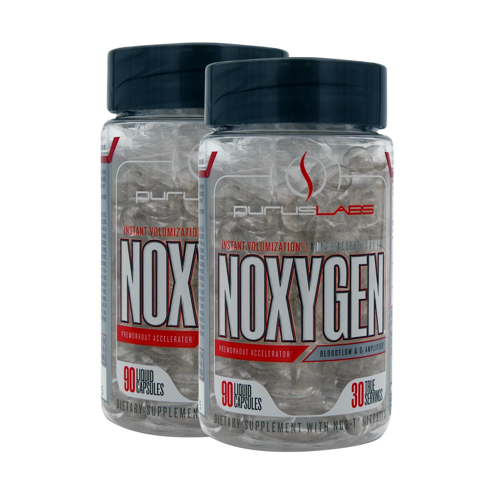 Purus Noxygen (2 Bottles) Pre-Workout Accelerator for Max Pump, 180 Liquid Caps