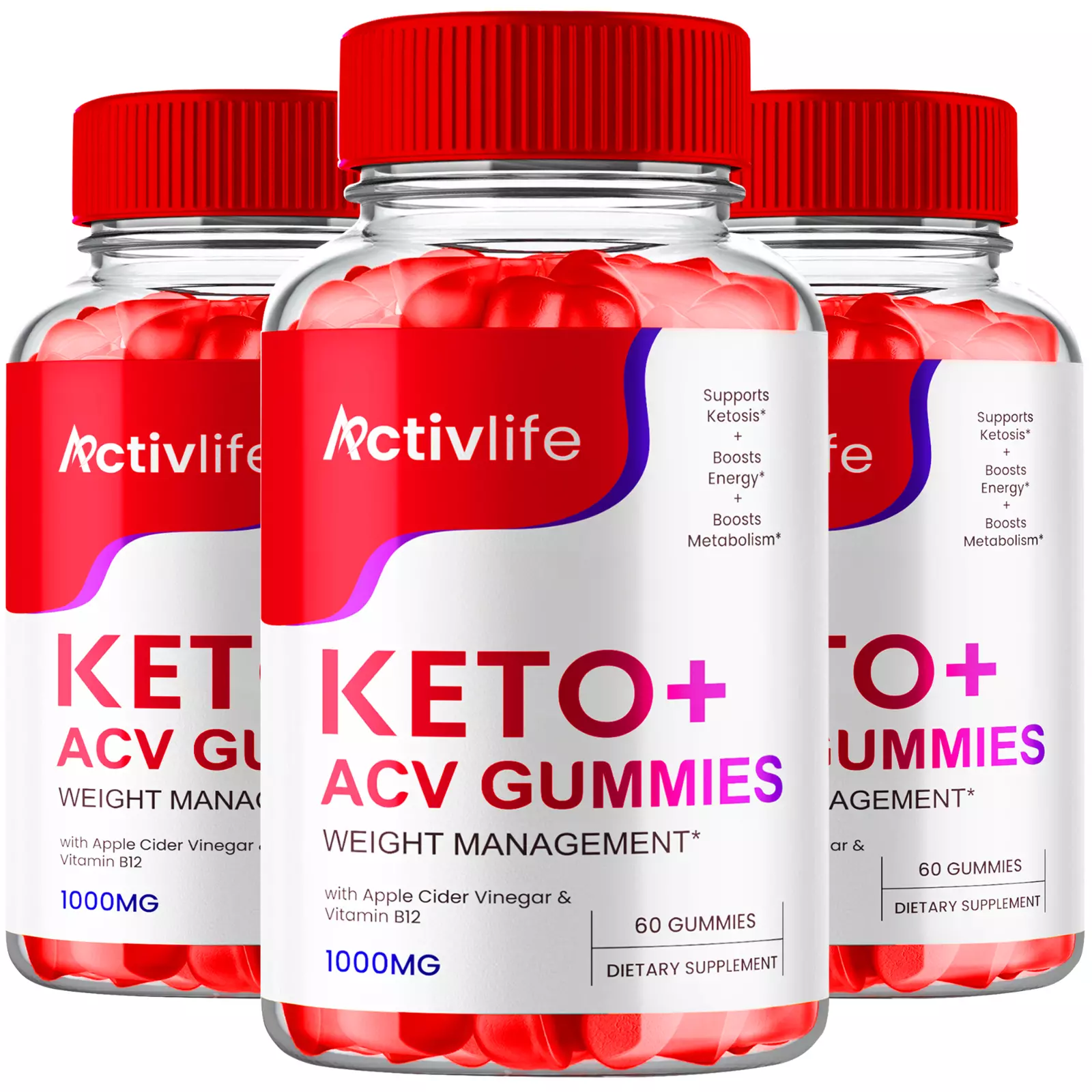 (3 Pack) Activlife Keto Gummies, Activlife ACV Gummies Weight Loss (180 Gummies)