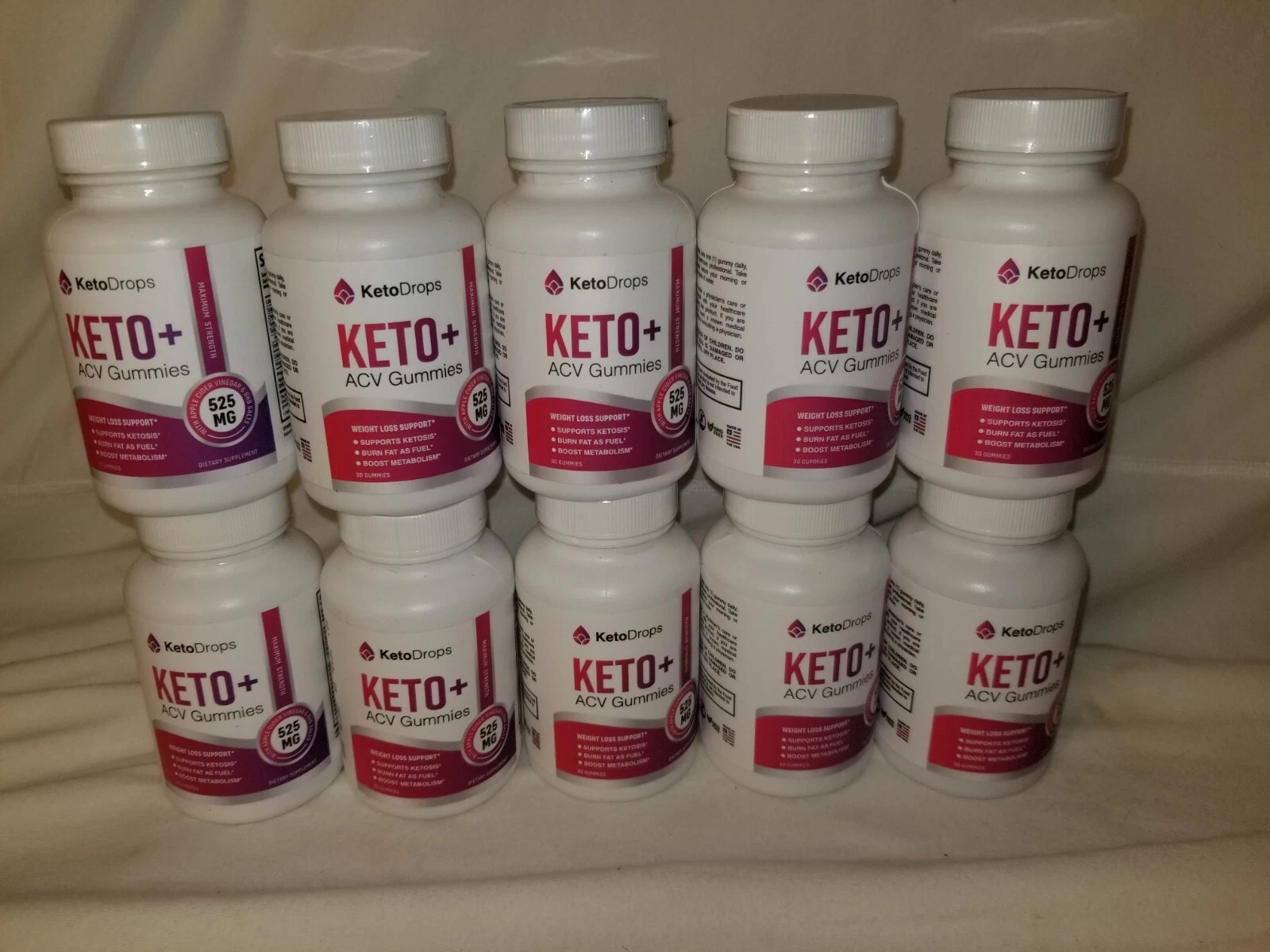Keto Drops Keto+ACV Weight Loss Support Supplement 525 mg 30 Gummies lot of 10
