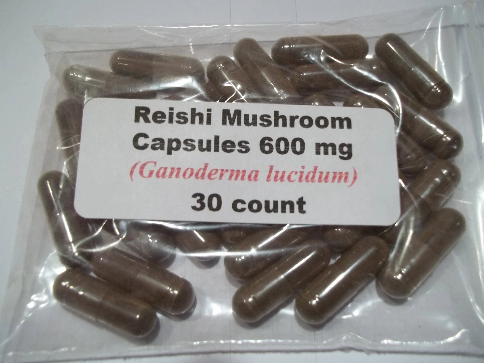 Reishi Mushroom Powder Capsules (Ganoderma lucidum) 600mg - 30 count