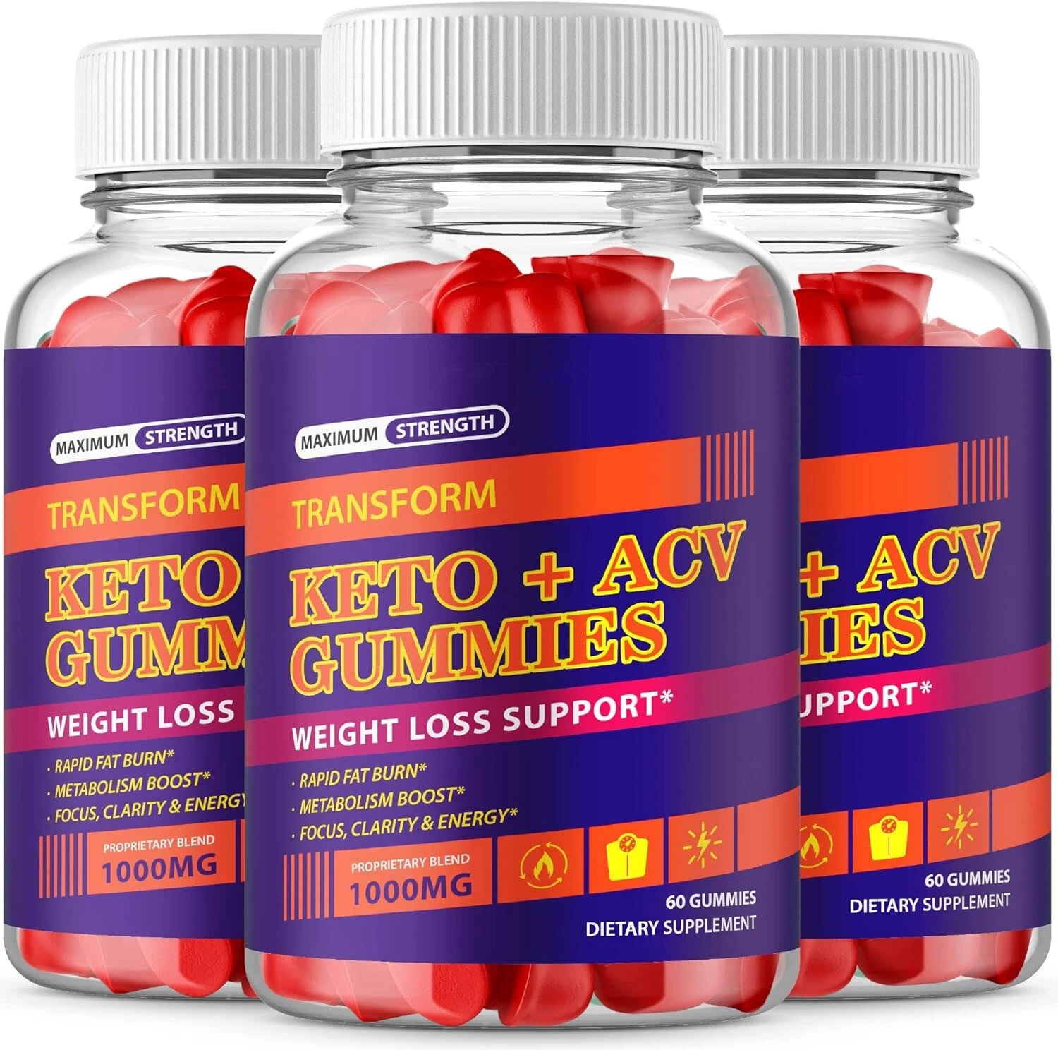 (3 Pack) Transform Keto ACV Gummies Weight Loss - 180 Gummies