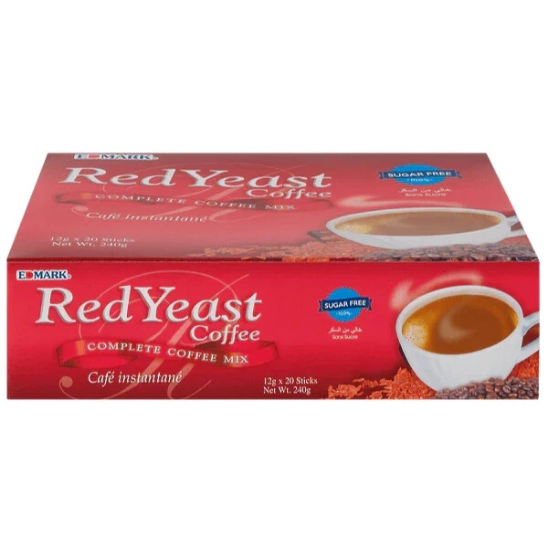 Edmark Red Yeast Coffee Organic Blend (Sugar-Free) 1 box 20 Sachets