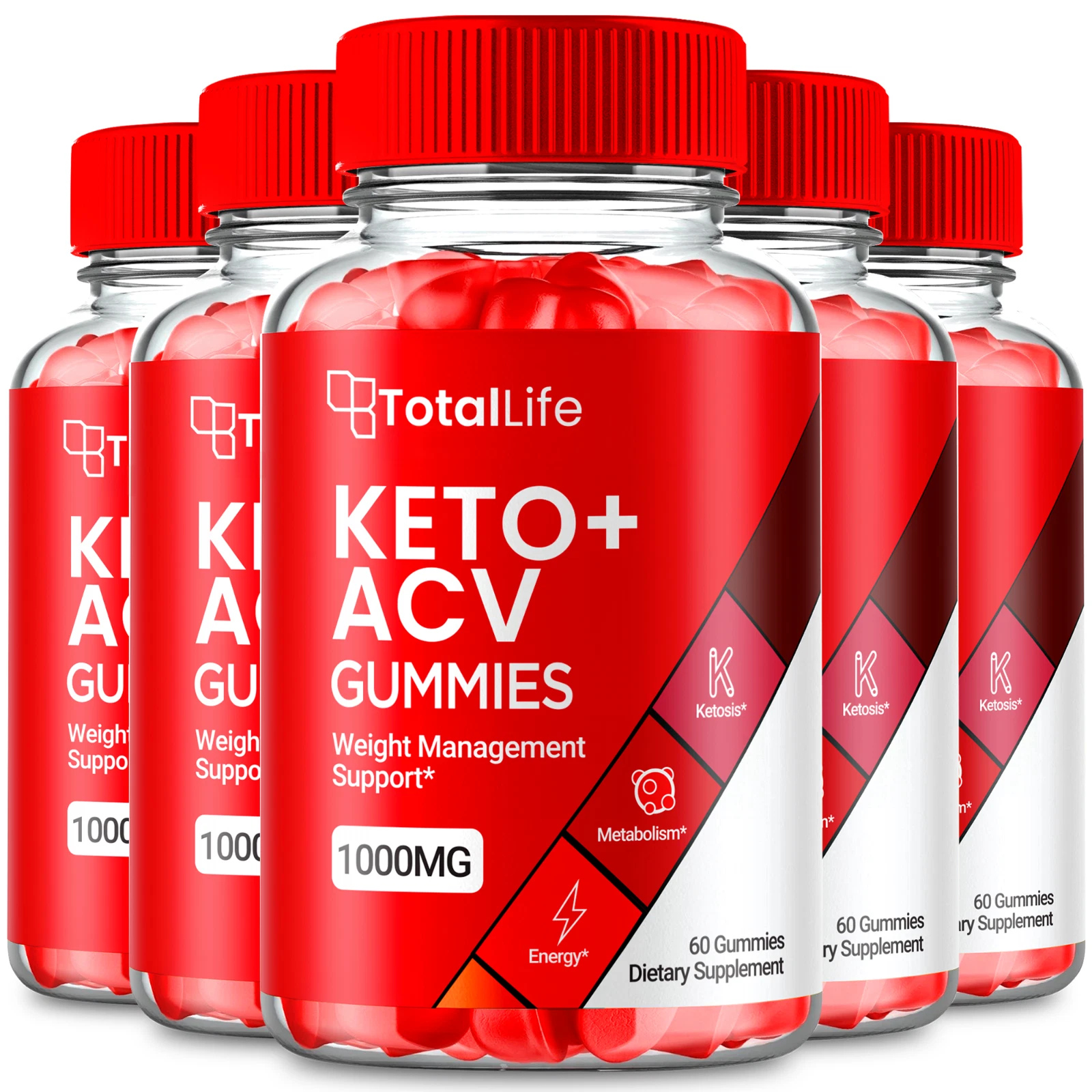 (5 Pack) Total Life Keto ACV Gummies, TotalLife Weight Loss Gummy (300 Gummies)