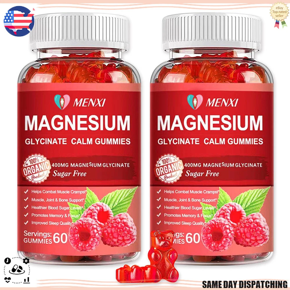 400mg Magnesium Glycinate Gummies High Strength Fatigue Bone Health 2×60 Gummy