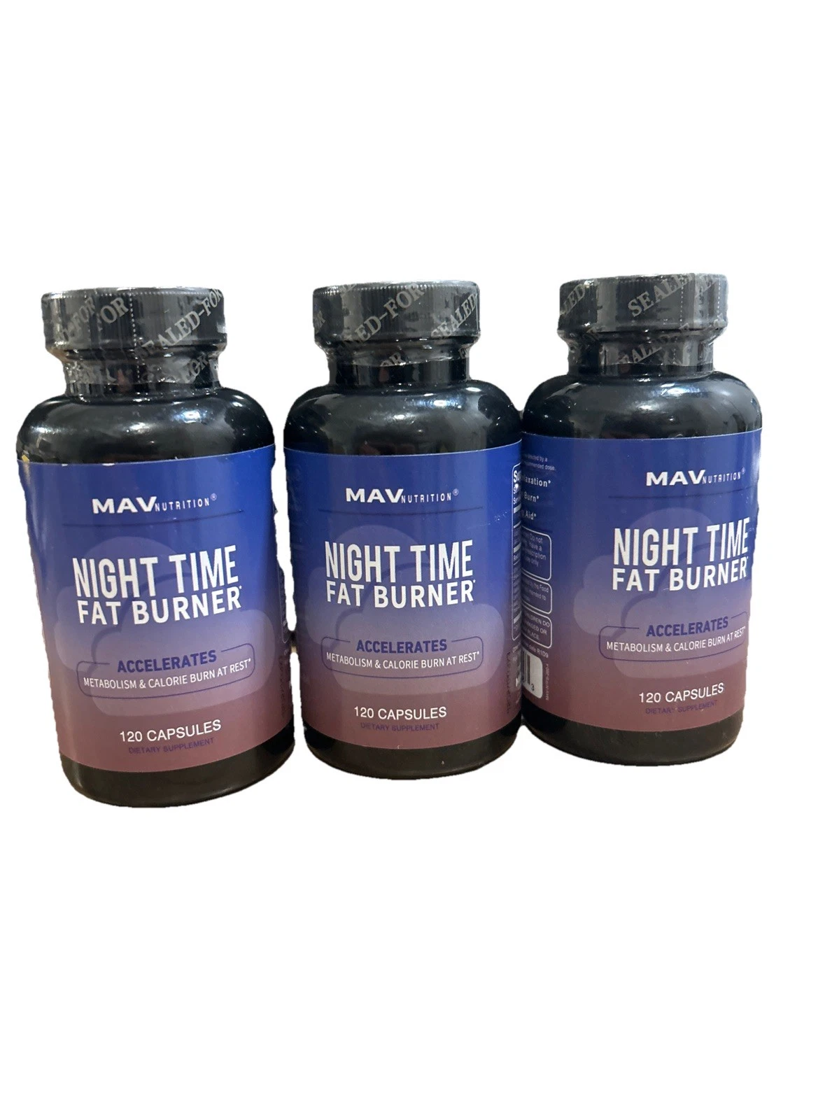 MAV Night Time Fat Burner for Weight Loss 120 Caps Exp 10/2026 - Pack Of 3