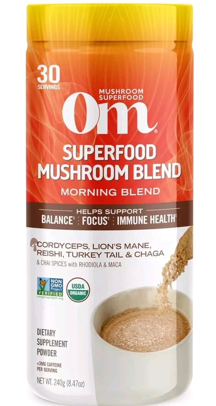 OM Mushroom Superfood Morning Energy Blend Powder Drink, 8.47 Oz 12/2025