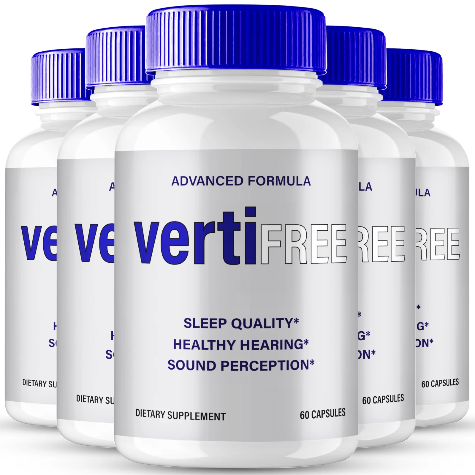 (5 Pack) Vertifree Tinnitus Relief Pills, Verti free Ear Health Support Capsules