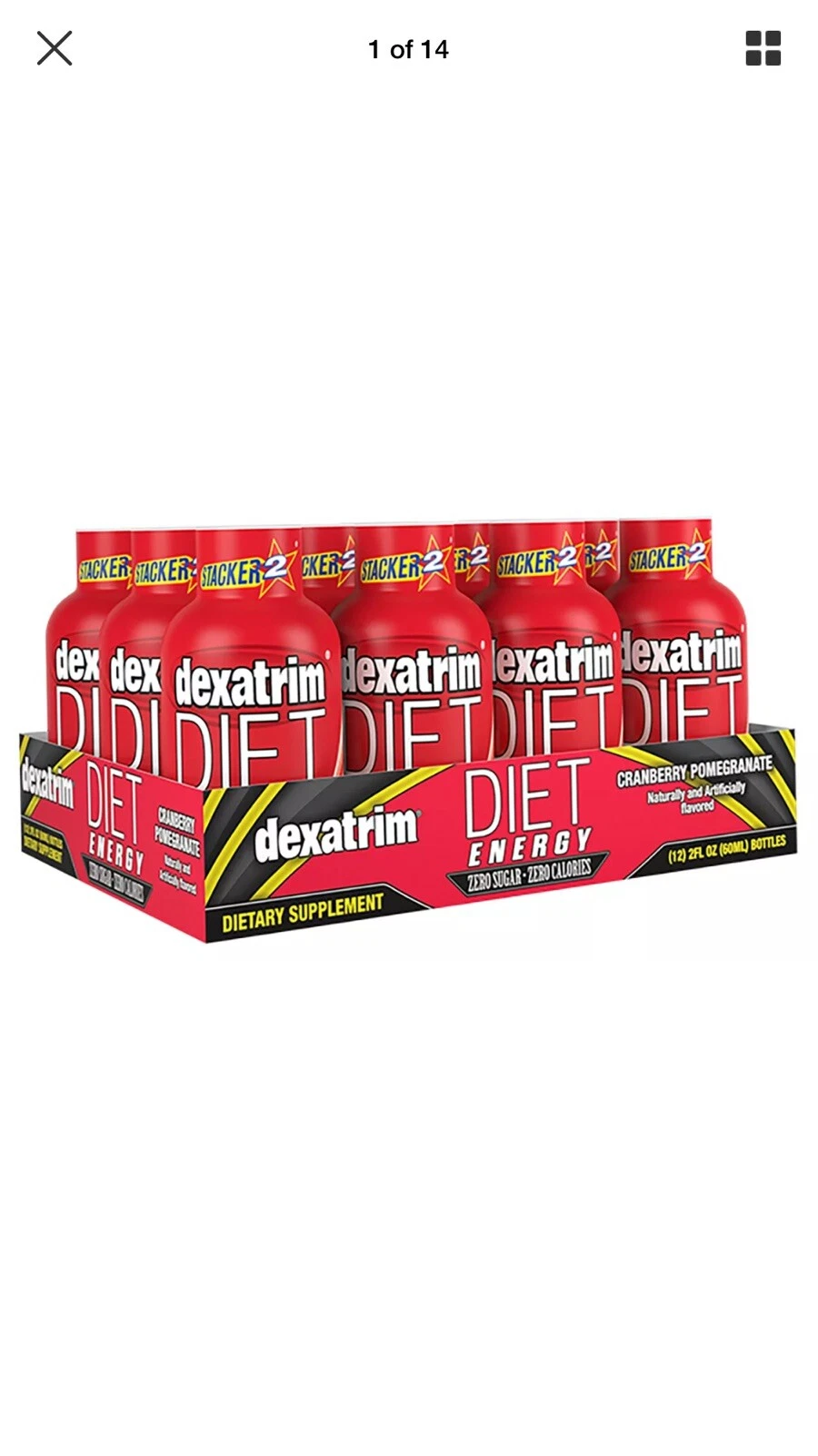 LOT OF 12 Dexatrim Diet Energy Zero Sugar 0 Calories Cranberry Pomegranate 2 oz