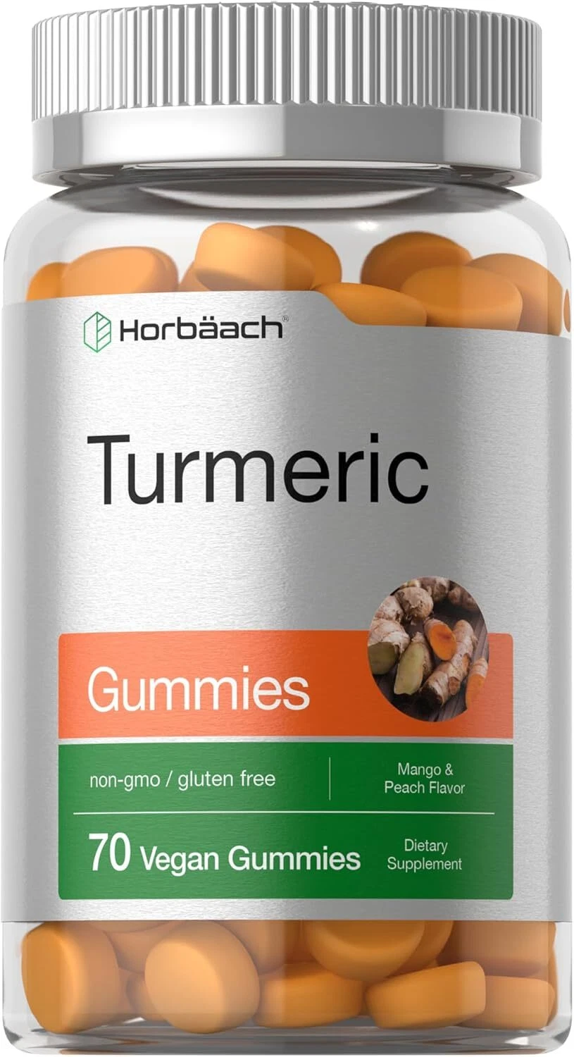 Turmeric Curcumin Gummies with Ginger | 70 Count | Vegan | Non-GMO | by Horbaach