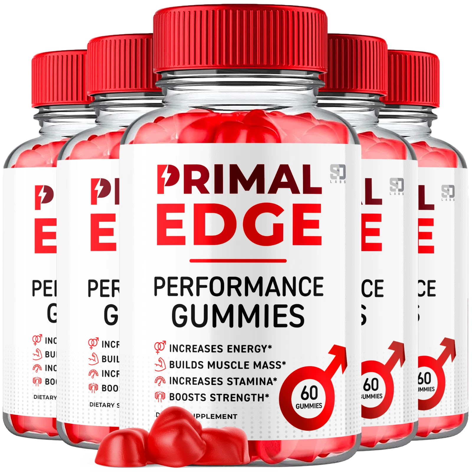 (5 Pack) Primal Edge Male Gummies - Enhances Energy, Vitality & Stamina 300ct