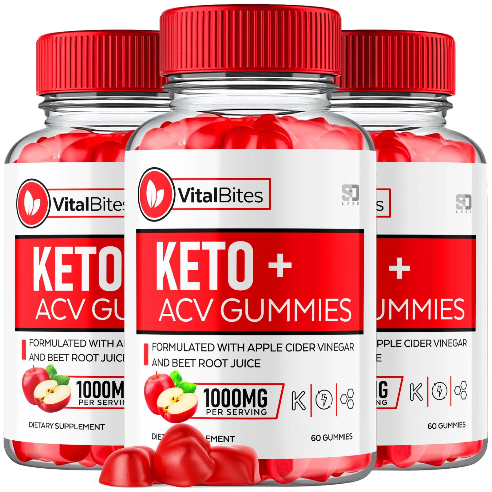 (3 Pack) Vital Bites Keto+ ACV Gummies - For Weight Management & Healthy Body