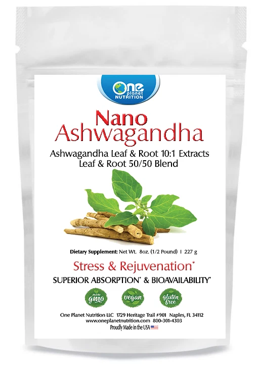 One Planet Nutrition Nano Ashwagandha Root & Leaf Powder - 8 oz (227 Servings)