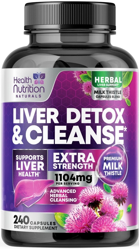 Liver Cleanse Detox Repair - 1104mg Milk Thistle Dandelion Support Supplement