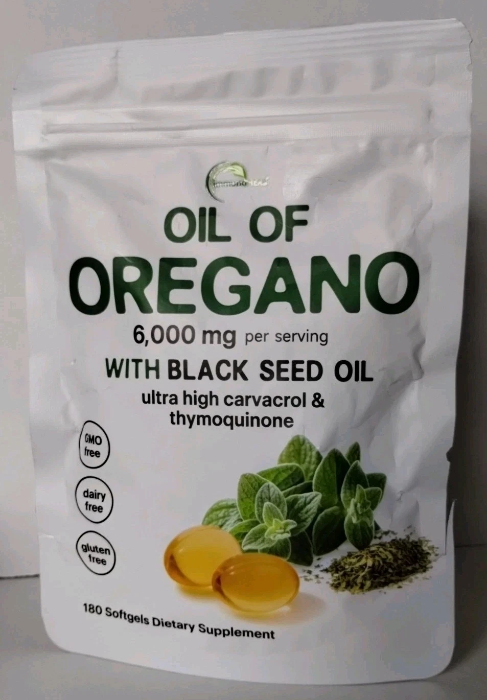 Oregano Oil 6,000 mg w/ Black Seed Oil Ultra High Thymoquinone & Carvacrol 1/27