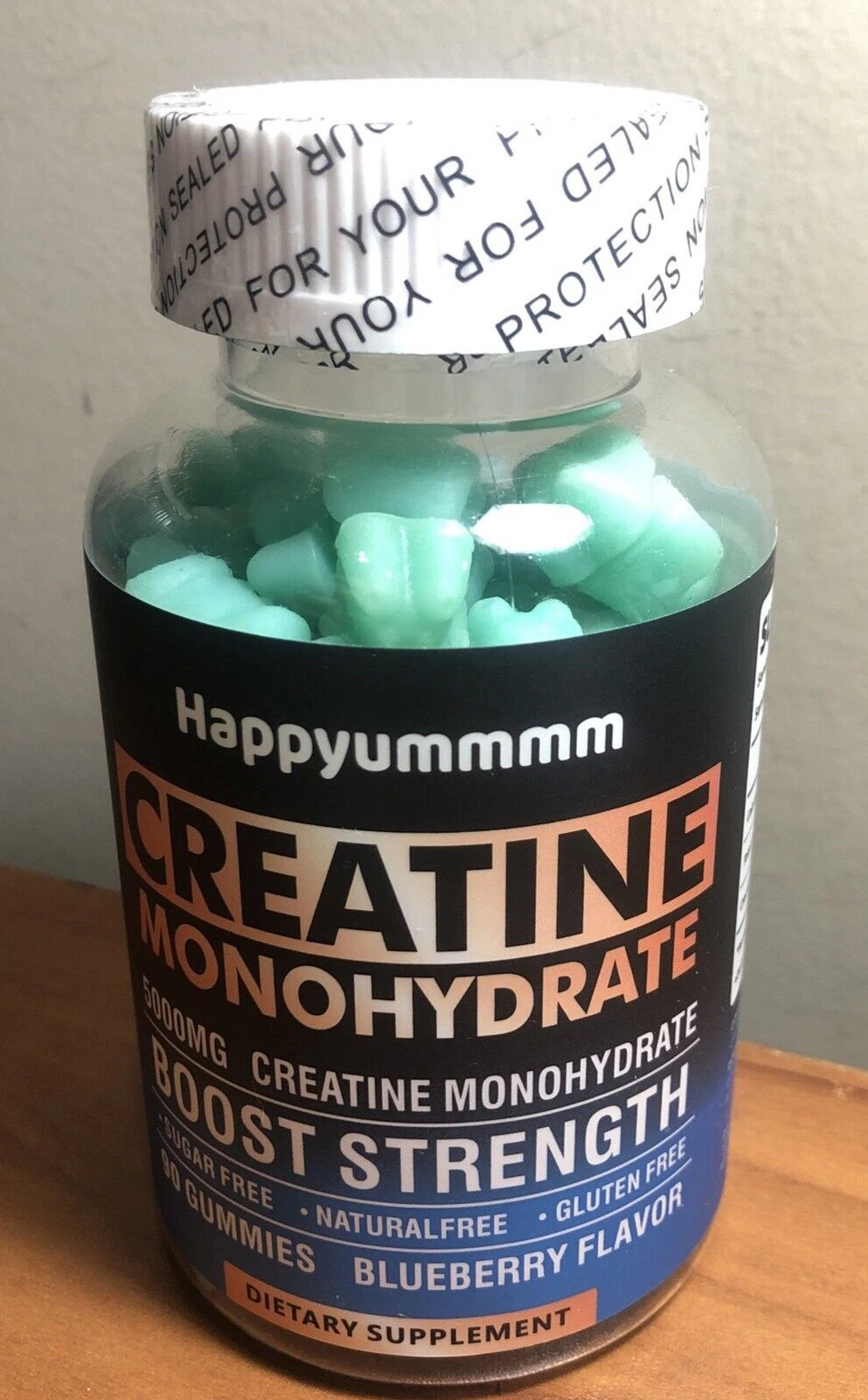 Happyummmm /Creatine Monohydrate/5000MG/90 Gummies/Blueberry Flavor/Exp. 04/2026